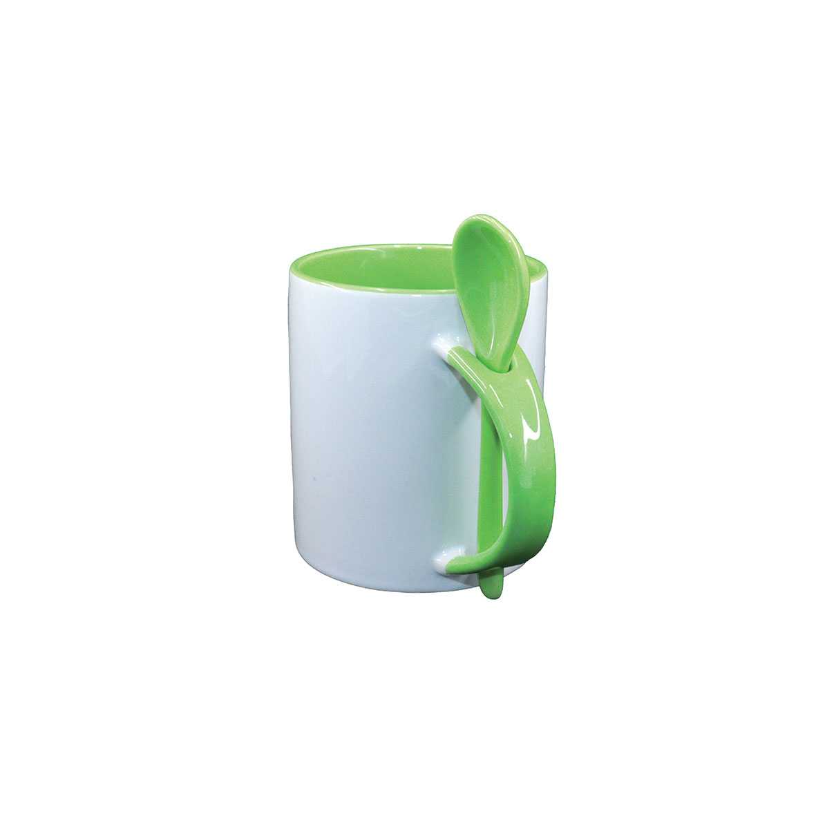 ماگ (لیوان) قاشق دار دسته و داخل سبز خام سابلیمیشن