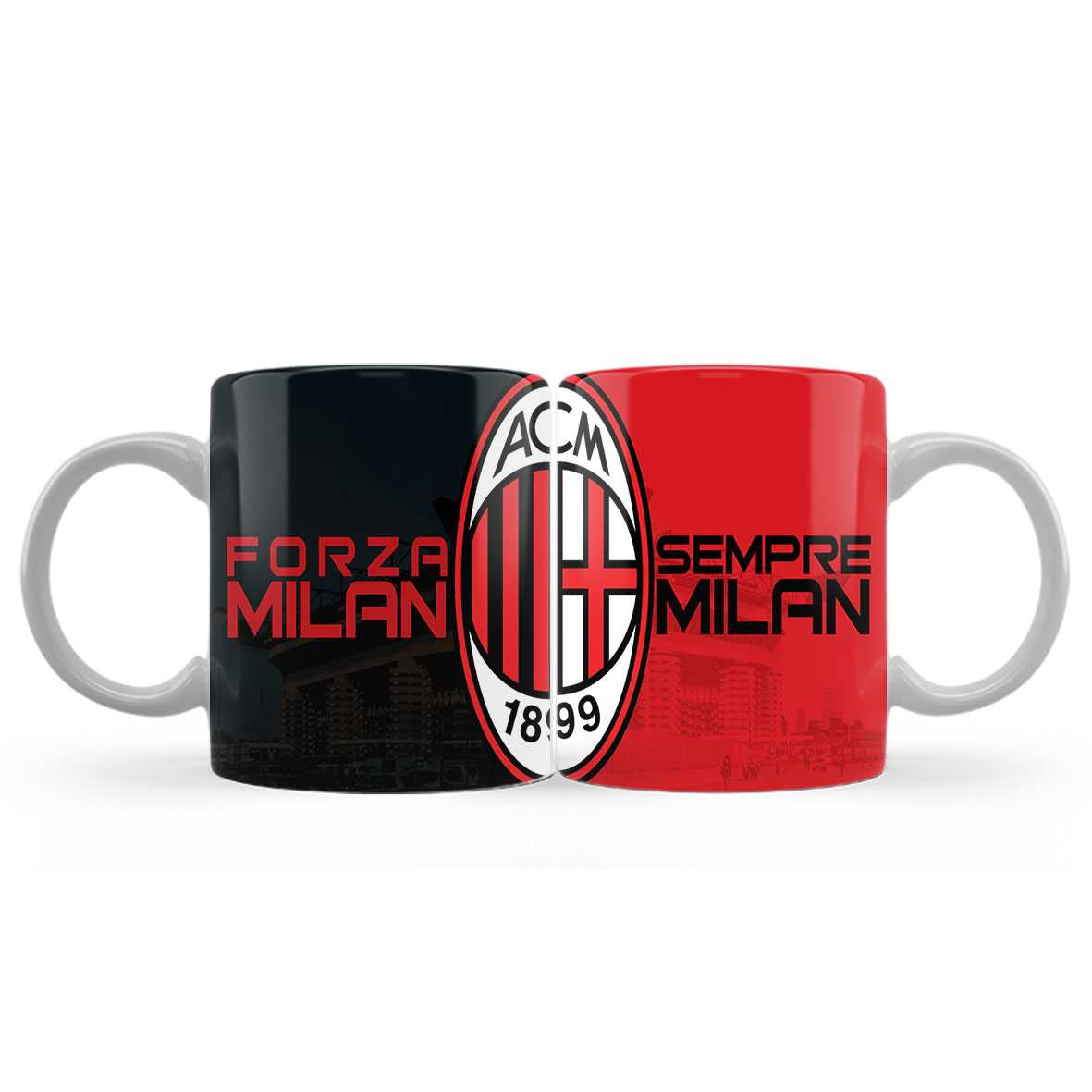 ماگ(لیوان) طرح تیم آث میلان با لوگو و نوشته Forza Milan کد108